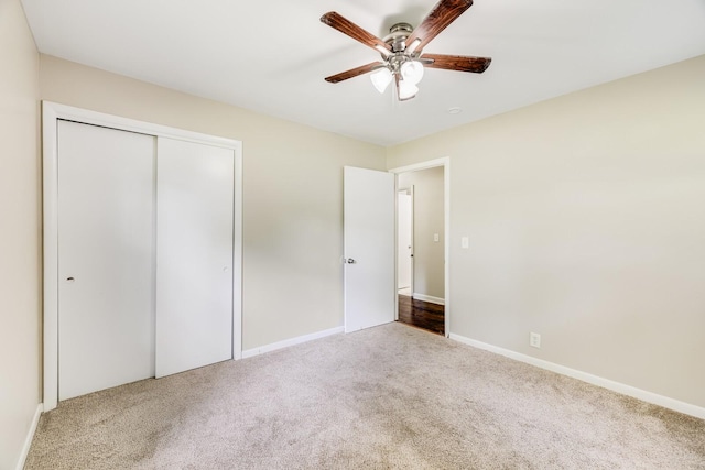 2010 Olympia Pl, Murfreesboro, TN 37130 - unfurnished bedroom featuring carpet flooring, a closet, and a ceiling fan