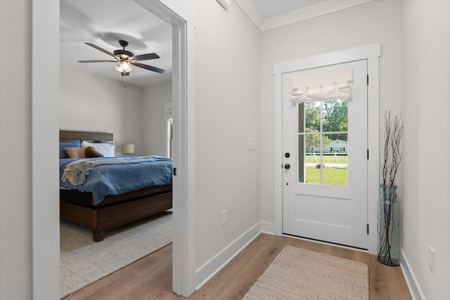 8408 Morin Rd, Chattanooga, TN 37421 - doorway to outside featuring wood finished floors and ceiling fan