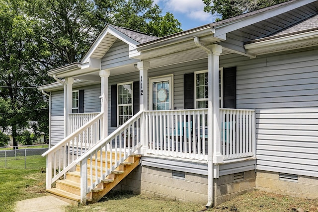 112 Ray Ave, Old Hickory, TN 37138 - doorway to property with crawl space, a porch, and roof with shingles