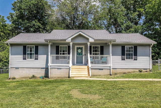 112 Ray Ave, Old Hickory, TN 37138 - ranch-style house featuring crawl space, roof with shingles, and a porch