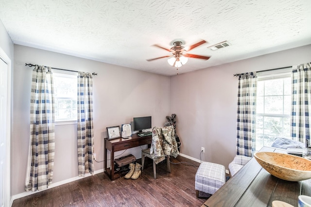 112 Ray Ave, Old Hickory, TN 37138 - office space with wood finished floors, a ceiling fan, and a textured ceiling