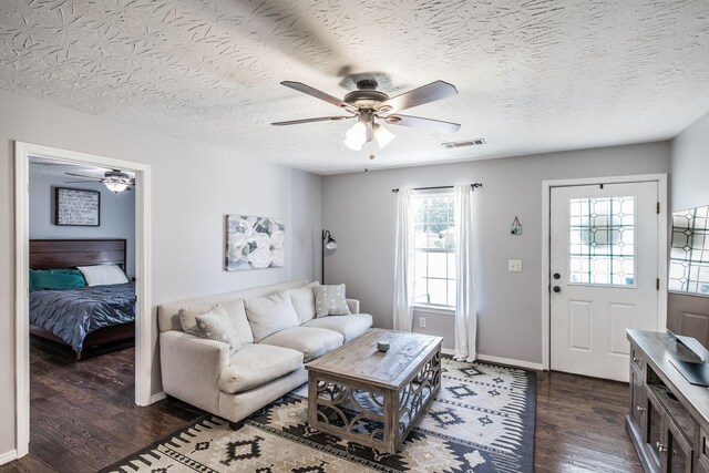 112 Ray Ave, Old Hickory, TN 37138 - living room featuring a ceiling fan and dark wood-style floors
