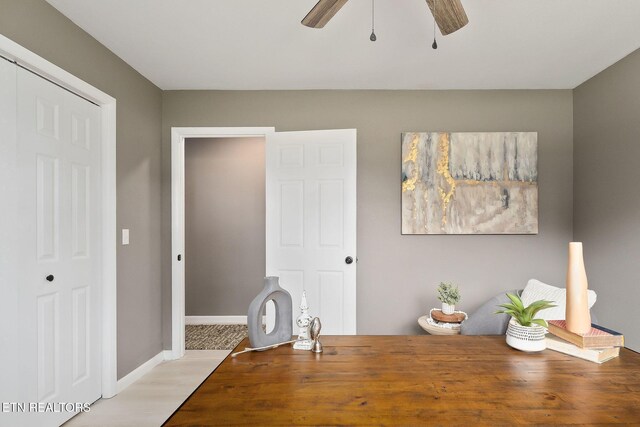 588 Meadowbrook Dr, Mcminnville, TN 37110 - office featuring a ceiling fan and light wood-type flooring