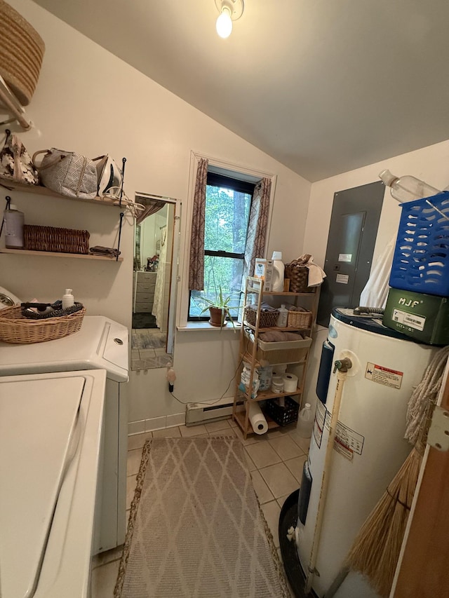 160 Webb Rd, Summertown, TN 38483 - laundry area with washer and clothes dryer, light tile patterned flooring, and electric panel