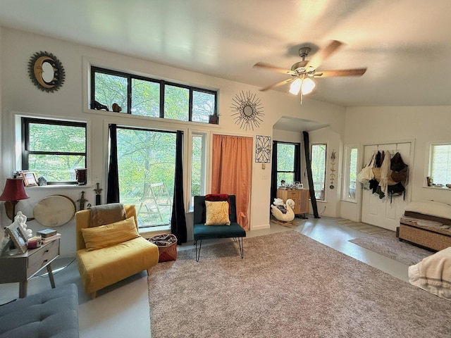 160 Webb Rd, Summertown, TN 38483 - living room with ceiling fan and arched walkways