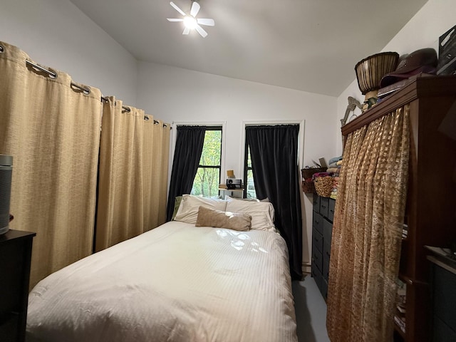 160 Webb Rd, Summertown, TN 38483 - bedroom with vaulted ceiling, carpet, and a ceiling fan