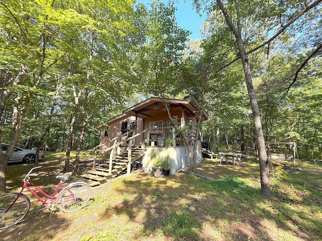 160 Webb Rd, Summertown, TN 38483 - view of yard with stairs and covered porch