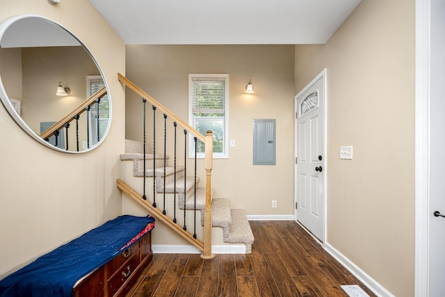 55 Parker Pt, Beechgrove, TN 37018 - foyer featuring wood finished floors, electric panel, and stairway
