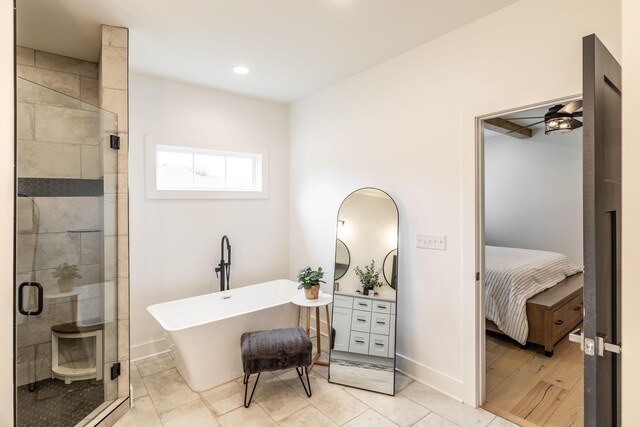 1446 Littleton Ranch Rd, Castalian Springs, TN 37031 - ensuite bathroom with a freestanding tub, a shower stall, vanity, and recessed lighting