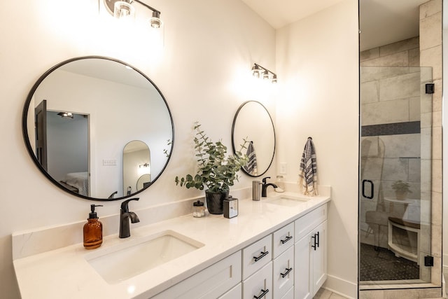 1446 Littleton Ranch Rd, Castalian Springs, TN 37031 - ensuite bathroom featuring double vanity and a stall shower