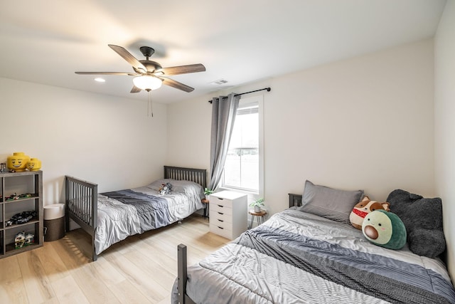 1446 Littleton Ranch Rd, Castalian Springs, TN 37031 - bedroom with light wood-style floors, a ceiling fan, and recessed lighting