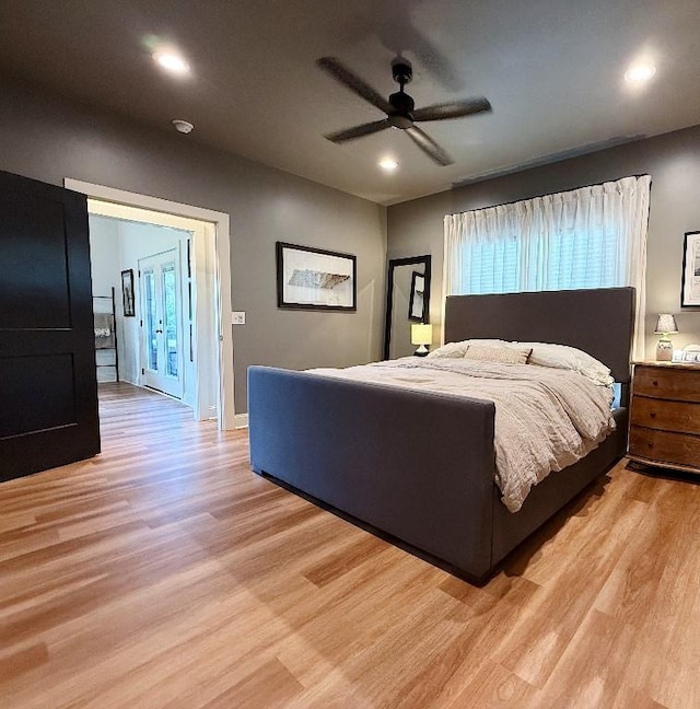 1782 Honey Ln, Estill Springs, TN 37330 - bedroom with light wood-type flooring, recessed lighting, and ceiling fan