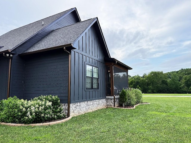 1782 Honey Ln, Estill Springs, TN 37330 - view of property exterior featuring board and batten siding, a yard, and roof with shingles