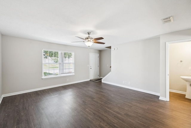 3138 Prater Ct, Murfreesboro, TN 37128 - unfurnished living room with ceiling fan and dark wood finished floors