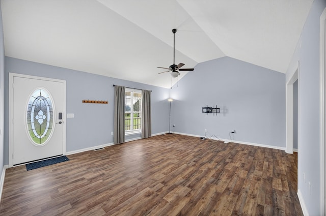 7 Summerfield Dr, Fayetteville, TN 37334 - foyer featuring vaulted ceiling, a ceiling fan, and wood finished floors