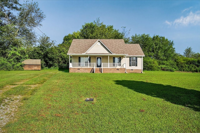 7 Summerfield Dr, Fayetteville, TN 37334 - view of front of property with a porch, crawl space, a front yard, and a shingled roof