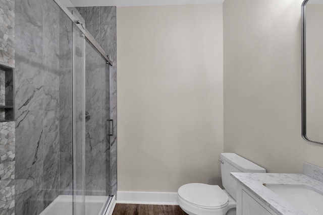 1104 Bridge St, Columbia, TN 38401 - bathroom with a shower stall, vanity, and wood finished floors