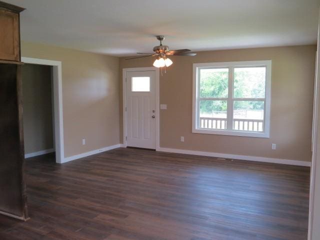 2300 Charlie Davis Rd, Goodspring, TN 38460 - entrance foyer featuring ceiling fan and dark wood-style flooring