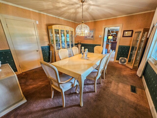 4623 Lebanon Rd, Murfreesboro, TN 37129 - carpeted dining space featuring a chandelier and ornamental molding