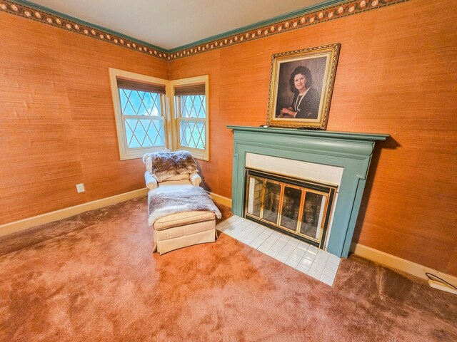 4623 Lebanon Rd, Murfreesboro, TN 37129 - sitting room with a tile fireplace and carpet