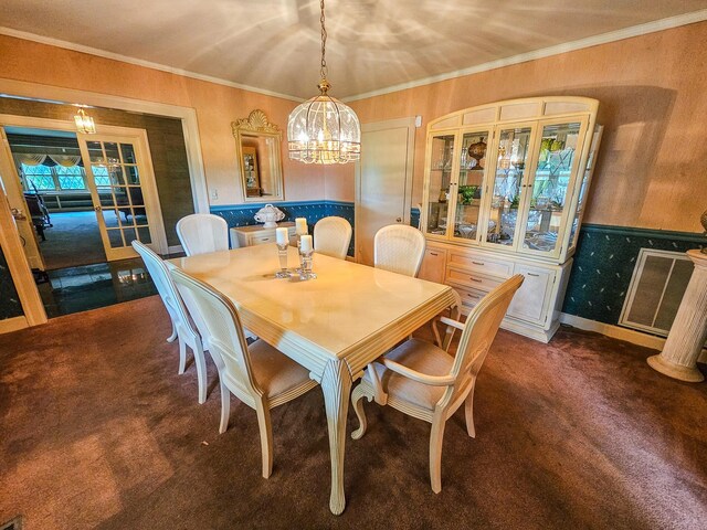 4623 Lebanon Rd, Murfreesboro, TN 37129 - carpeted dining space with a chandelier and ornamental molding