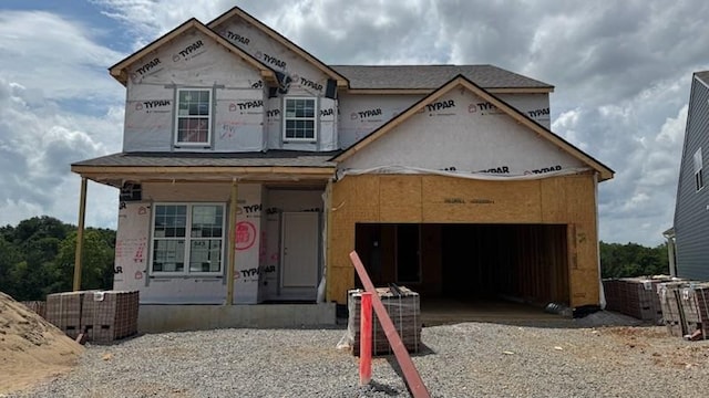 3397 Tucker Trce, Columbia, TN 38401 - property under construction featuring gravel driveway, a porch, and a garage