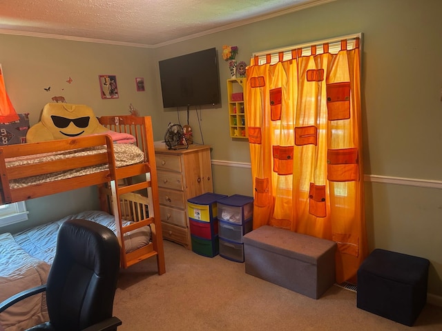 217 Millcreek Dr, Loretto, TN 38469 - carpeted bedroom featuring crown molding and a textured ceiling