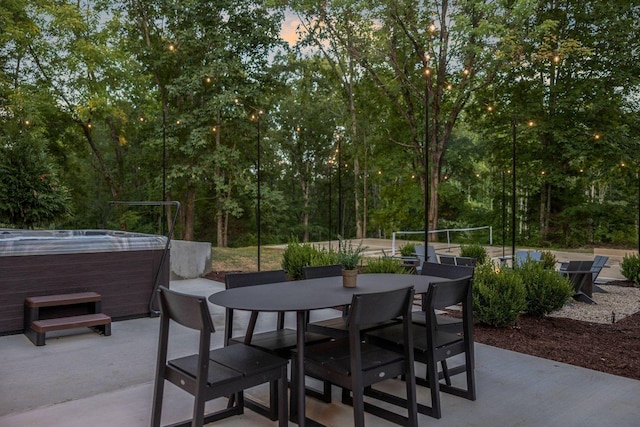 8014 Shoals Branch Rd, Primm Springs, TN 38476 - view of patio featuring a hot tub and outdoor dining area