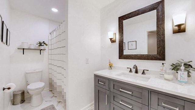 1335 Chippendale Cir, Columbia, TN 38401 - full bathroom with marble look tile flooring, vanity, recessed lighting, and curtained shower