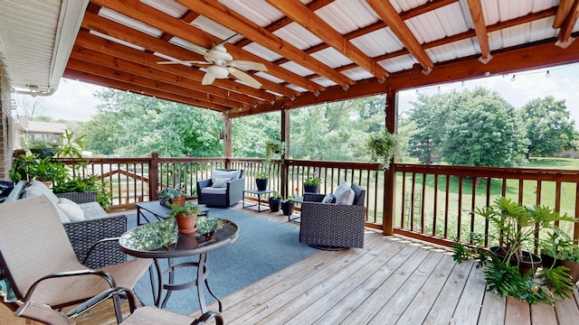 1335 Chippendale Cir, Columbia, TN 38401 - wooden deck with outdoor lounge area and ceiling fan