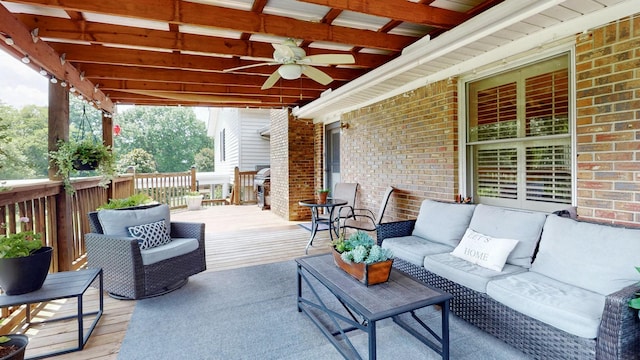 1335 Chippendale Cir, Columbia, TN 38401 - deck featuring a ceiling fan and outdoor lounge area