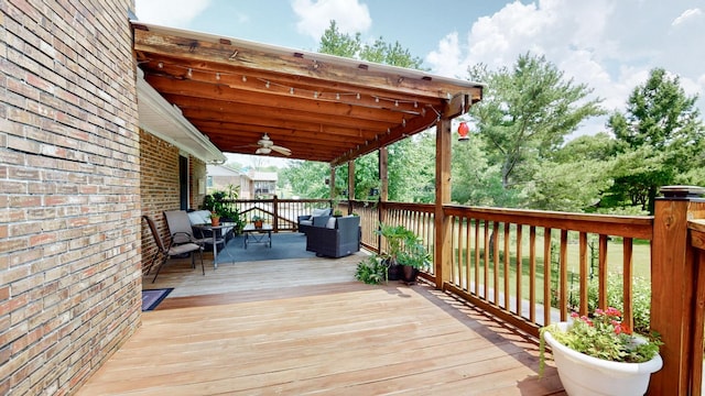 1335 Chippendale Cir, Columbia, TN 38401 - wooden deck featuring outdoor lounge area and ceiling fan