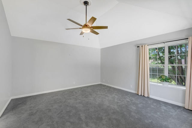 2910 Churchill Ln, Thompsons Station, TN 37179 - unfurnished room featuring lofted ceiling, ceiling fan, and dark carpet