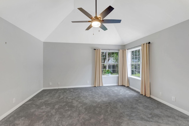 2910 Churchill Ln, Thompsons Station, TN 37179 - carpeted empty room with a ceiling fan and high vaulted ceiling