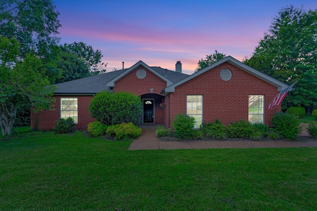 2910 Churchill Ln, Thompsons Station, TN 37179 - ranch-style home with brick siding, a chimney, and a front yard