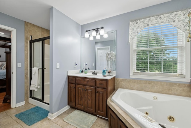 1550 Beech Bottom Rd, Watertown, TN 37184 - ensuite bathroom featuring a shower stall, a whirlpool tub, tile patterned floors, and vanity