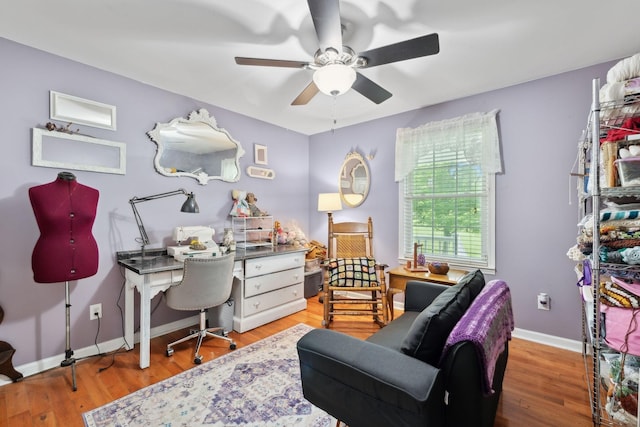 1550 Beech Bottom Rd, Watertown, TN 37184 - office area with a ceiling fan and wood finished floors