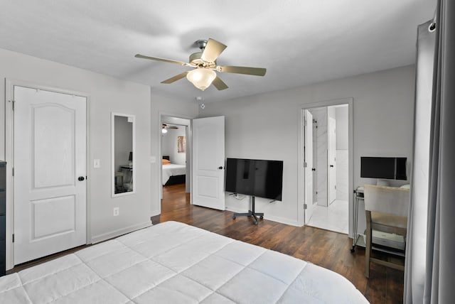 1620 Baucom Dr, Columbia, TN 38401 - bedroom with dark wood-style floors, a ceiling fan, and ensuite bathroom