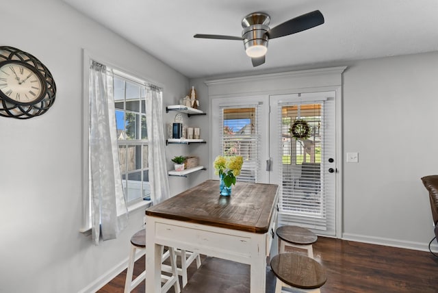 1620 Baucom Dr, Columbia, TN 38401 - dining space featuring plenty of natural light, a ceiling fan, and wood finished floors