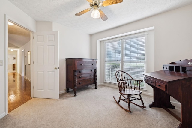 217 Fox Hunt Ln, Lebanon, TN 37087 - office with carpet floors, ceiling fan, and a textured ceiling