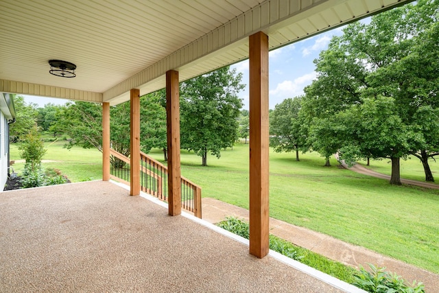 1026 Carthage Hwy, Lebanon, TN 37087 - porch with a lawn and view of wooded area