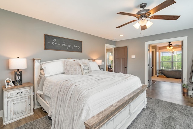 398 Beasleys Bend Rd, Lebanon, TN 37087 - bedroom featuring wood finished floors, recessed lighting, and a ceiling fan