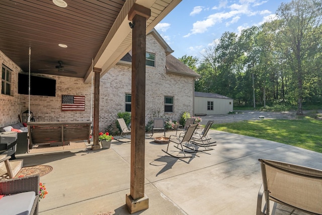 398 Beasleys Bend Rd, Lebanon, TN 37087 - view of patio / terrace with ceiling fan and an outdoor fire pit