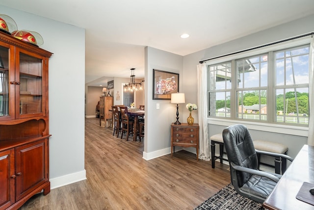 398 Beasleys Bend Rd, Lebanon, TN 37087 - office space featuring light wood-style flooring, a chandelier, and recessed lighting