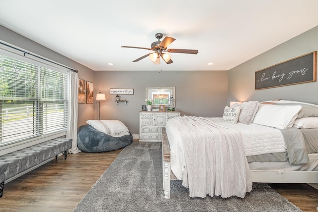 398 Beasleys Bend Rd, Lebanon, TN 37087 - bedroom with wood finished floors, ceiling fan, and recessed lighting