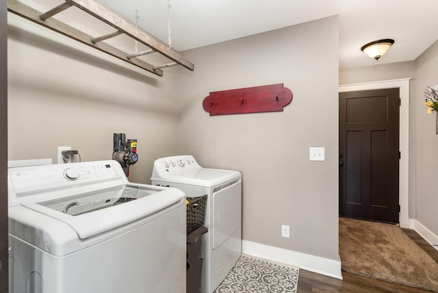 398 Beasleys Bend Rd, Lebanon, TN 37087 - laundry area featuring washing machine and clothes dryer and dark wood-type flooring