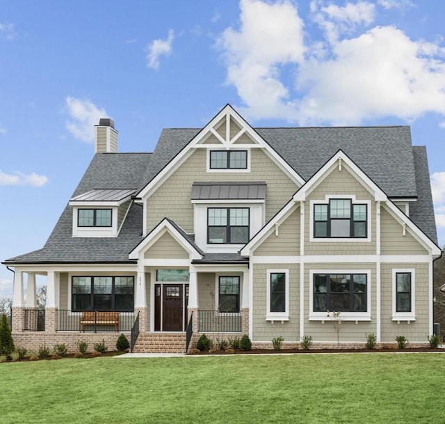 1224 Ben Forkum Dr, Lebanon, TN 37087 - craftsman inspired home featuring roof with shingles, a porch, a front lawn, and a chimney