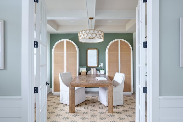 1224 Ben Forkum Dr, Lebanon, TN 37087 - dining space featuring coffered ceiling and beamed ceiling