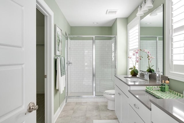 1107 Willow Springs Dr, Lebanon, TN 37087 - full bathroom with vanity, a shower stall, and tile patterned floors
