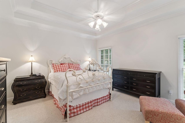 7125 Locksley Ln, Fairview, TN 37062 - bedroom with a tray ceiling, ornamental molding, carpet, and ceiling fan